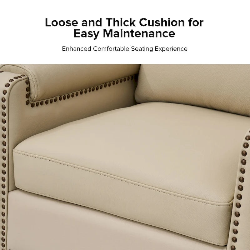 Kunz Transitional Genuine Leather Armchair with Removable Cushion and Nailhead Trims Set of 2 by HULALA HOME