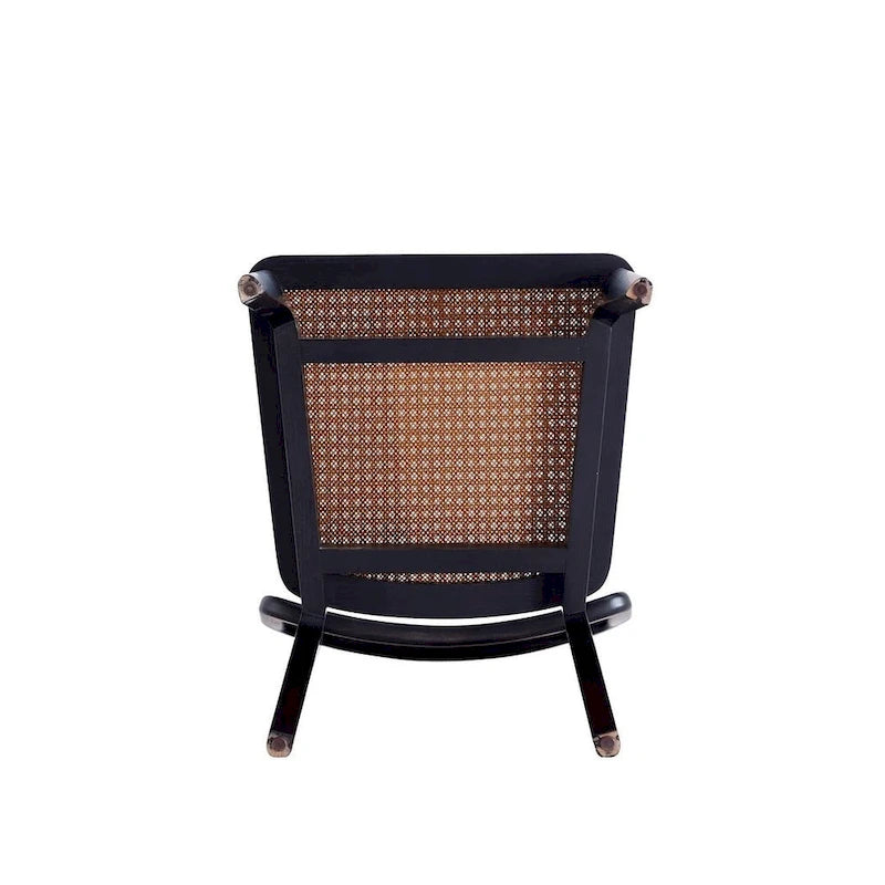Manhattan Comfort Giverny Dining Chair in Black and Natural Cane - Set of 2