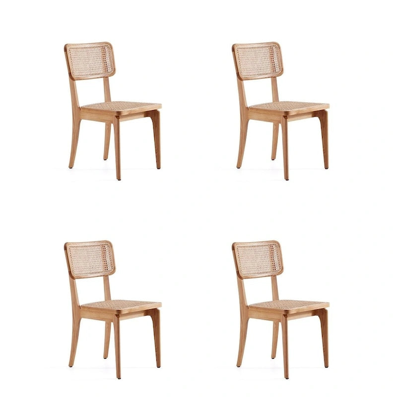 Manhattan Comfort Giverny Dining Chair in Black and Natural Cane - Set of 2