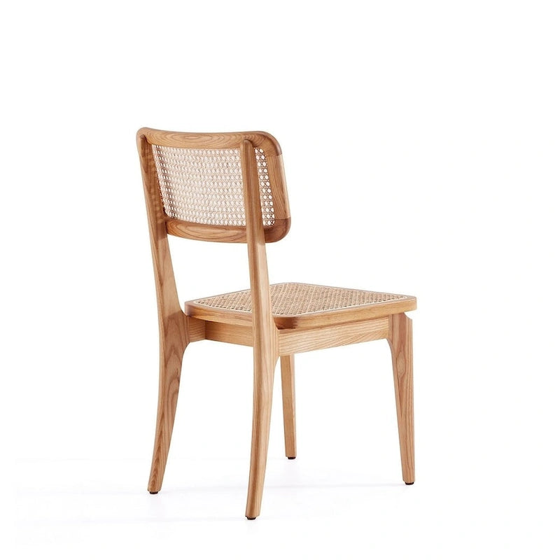 Manhattan Comfort Giverny Dining Chair in Black and Natural Cane - Set of 2