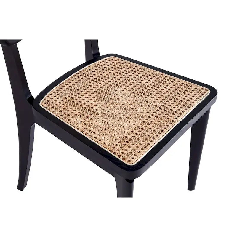 Manhattan Comfort Giverny Dining Chair in Black and Natural Cane - Set of 2