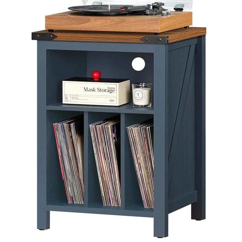 Record Player Stand with Vinyl Record Storage - 15.74 D x 19.68 W x 29.01 H