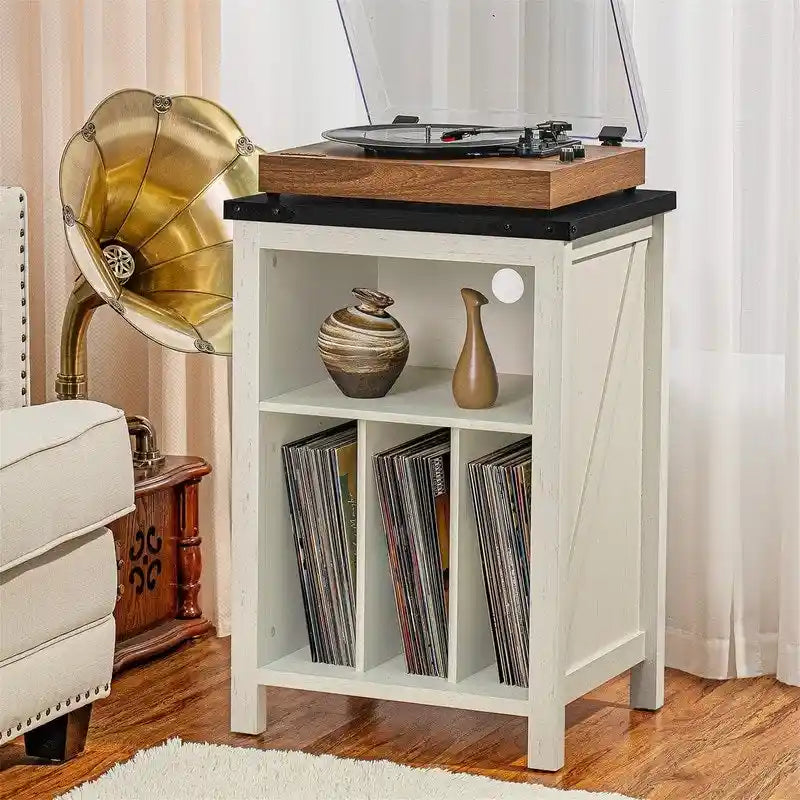 Record Player Stand with Vinyl Record Storage - 15.74 D x 19.68 W x 29.01 H