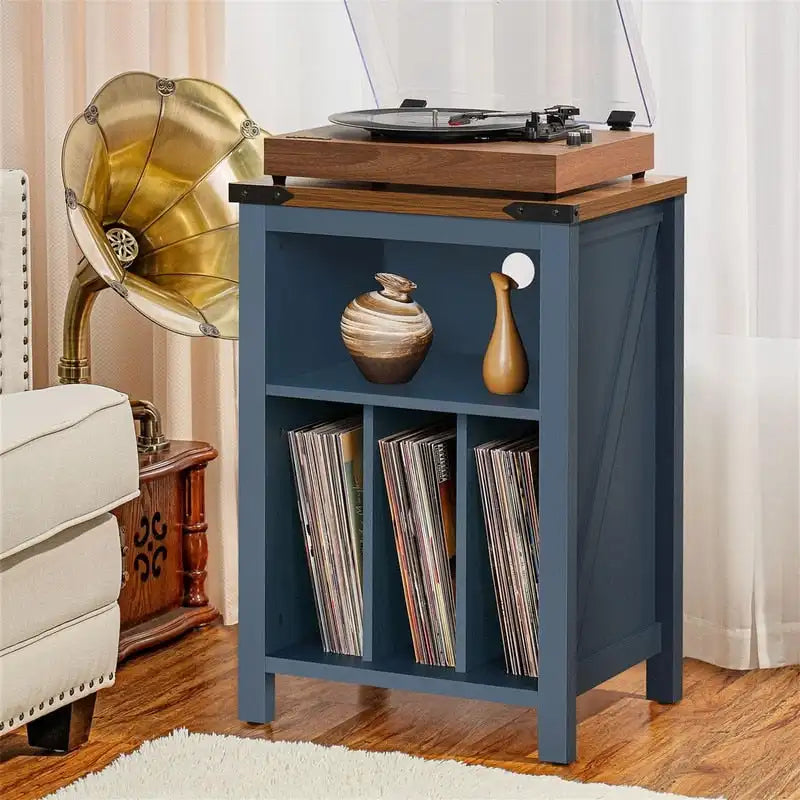 Record Player Stand with Vinyl Record Storage - 15.74 D x 19.68 W x 29.01 H