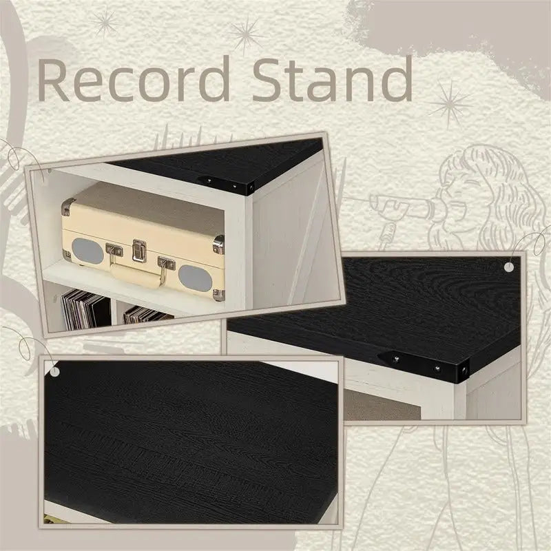Record Player Stand with Vinyl Record Storage - 15.74 D x 19.68 W x 29.01 H
