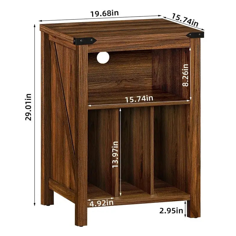 Record Player Stand with Vinyl Record Storage - 15.74 D x 19.68 W x 29.01 H