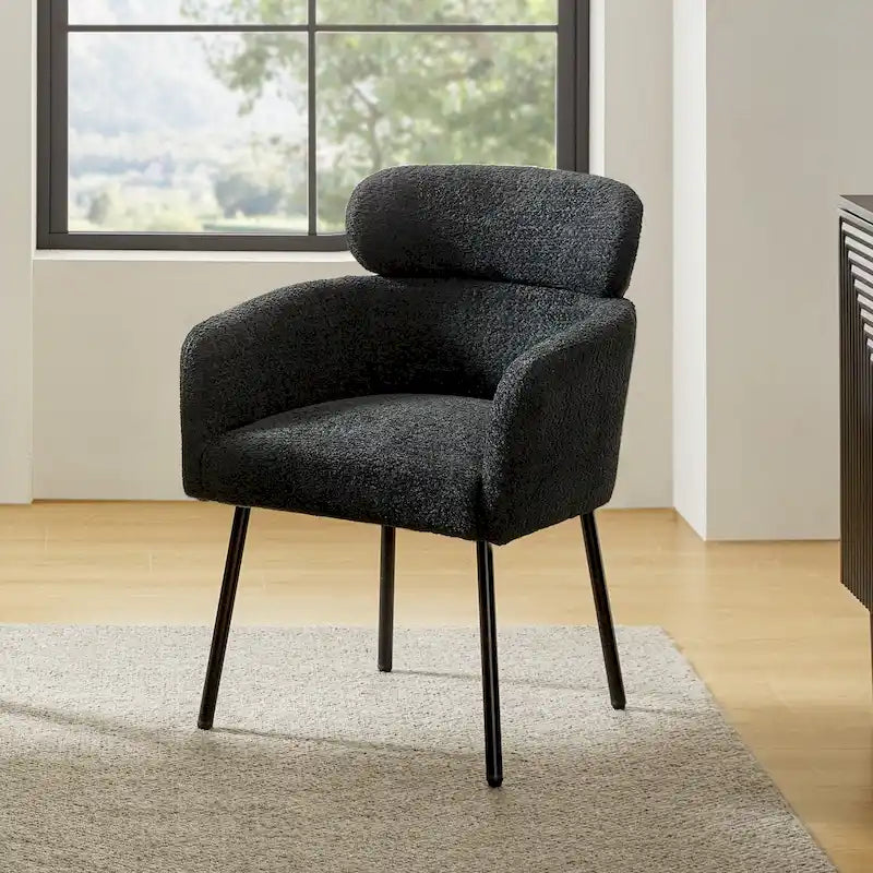 Amos Modern Boucle Dining Chair with Adjustment Feet by HULALA HOME