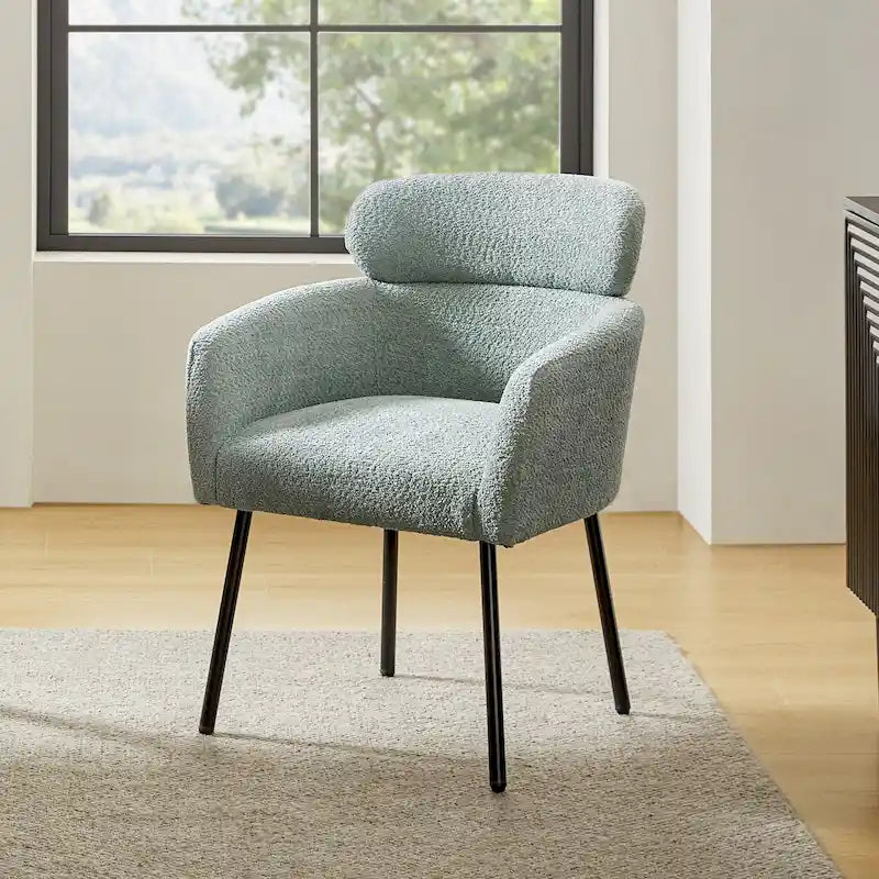 Amos Modern Boucle Dining Chair with Adjustment Feet by HULALA HOME