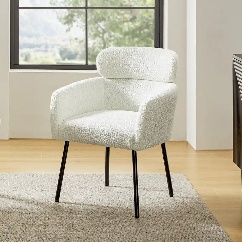 Amos Modern Boucle Dining Chair with Adjustment Feet by HULALA HOME