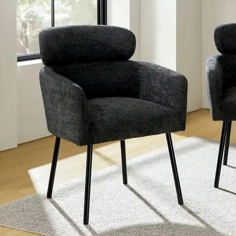 Amos Modern Boucle Dining Chair with Adjustment Feet by HULALA HOME