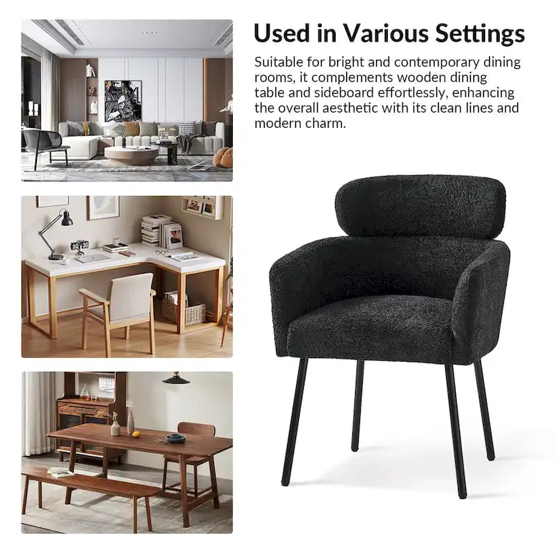 Amos Modern Boucle Dining Chair with Adjustment Feet by HULALA HOME