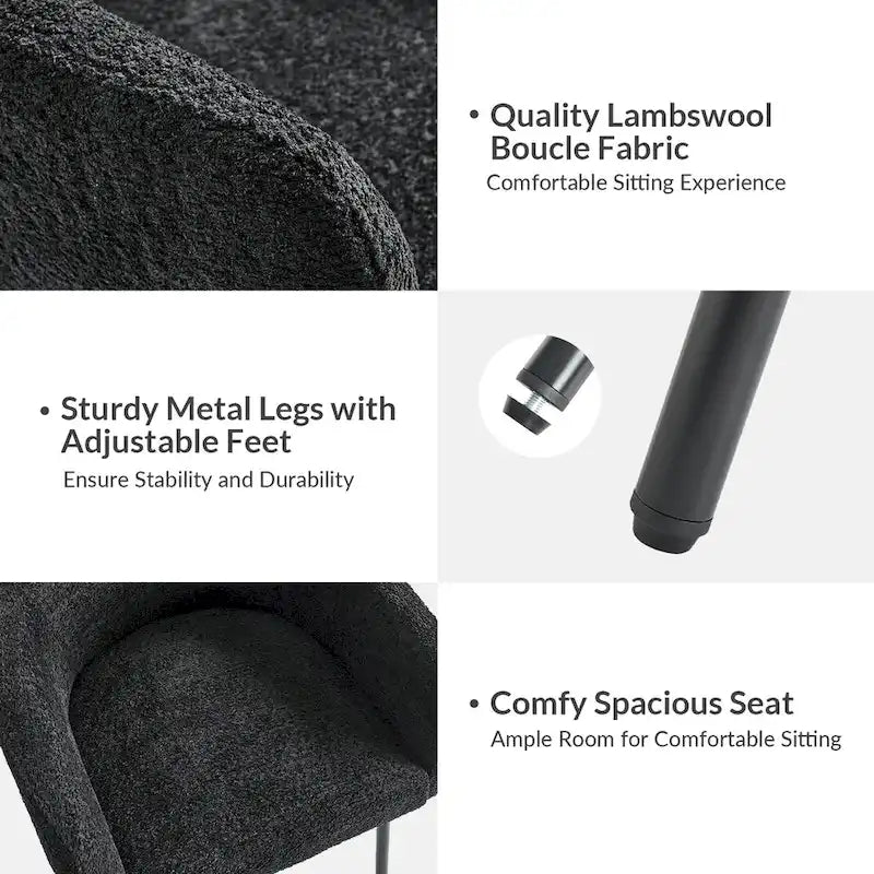 Amos Modern Boucle Dining Chair with Adjustment Feet by HULALA HOME