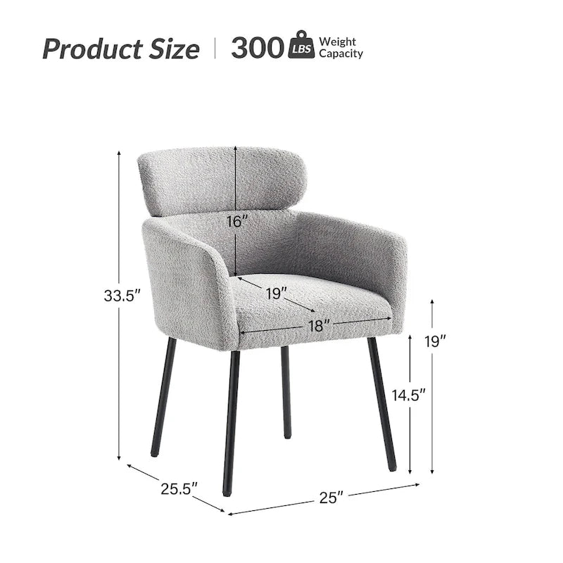 Amos Modern Boucle Dining Chair with Adjustment Feet by HULALA HOME