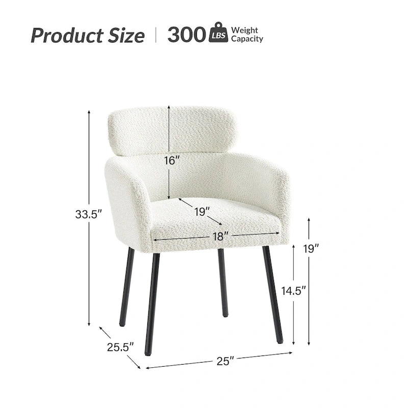 Amos Modern Boucle Dining Chair with Adjustment Feet by HULALA HOME