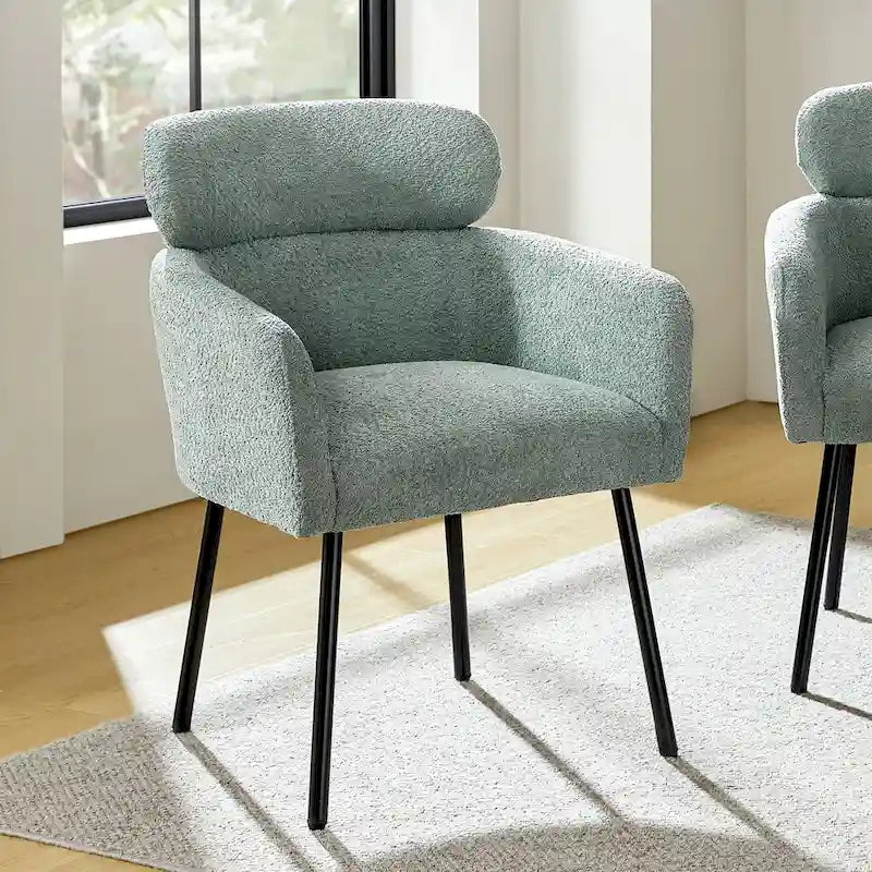 Amos Modern Boucle Dining Chair with Adjustment Feet by HULALA HOME