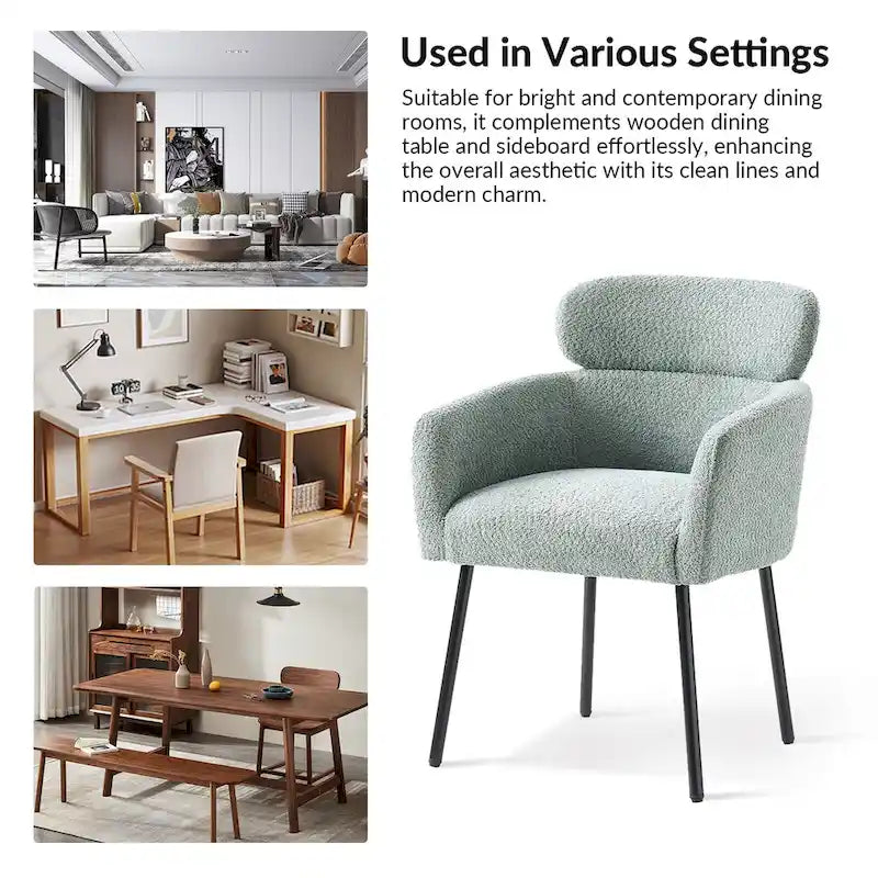 Amos Modern Boucle Dining Chair with Adjustment Feet by HULALA HOME