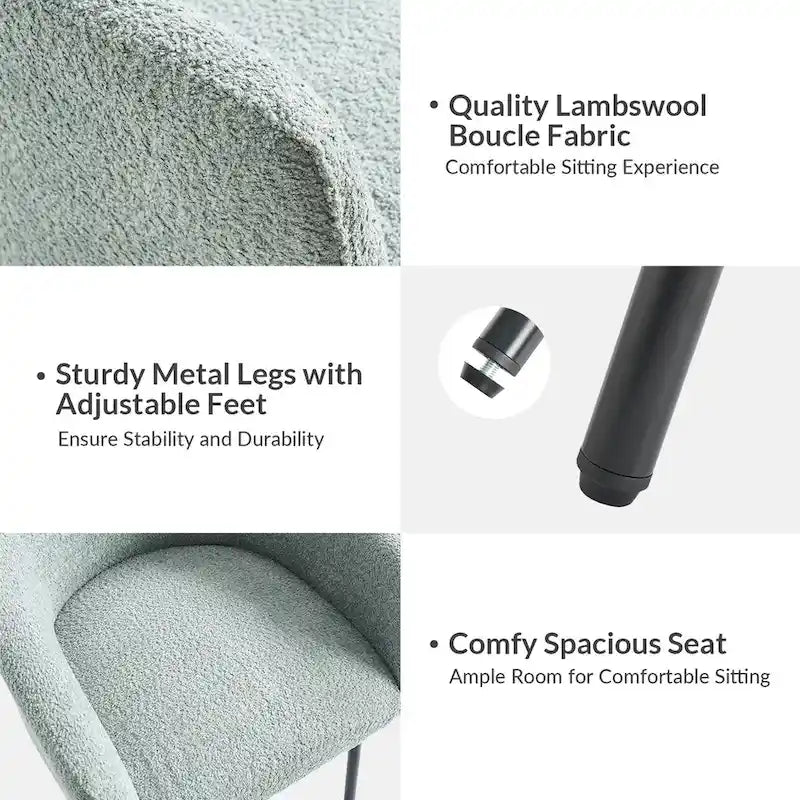 Amos Modern Boucle Dining Chair with Adjustment Feet by HULALA HOME