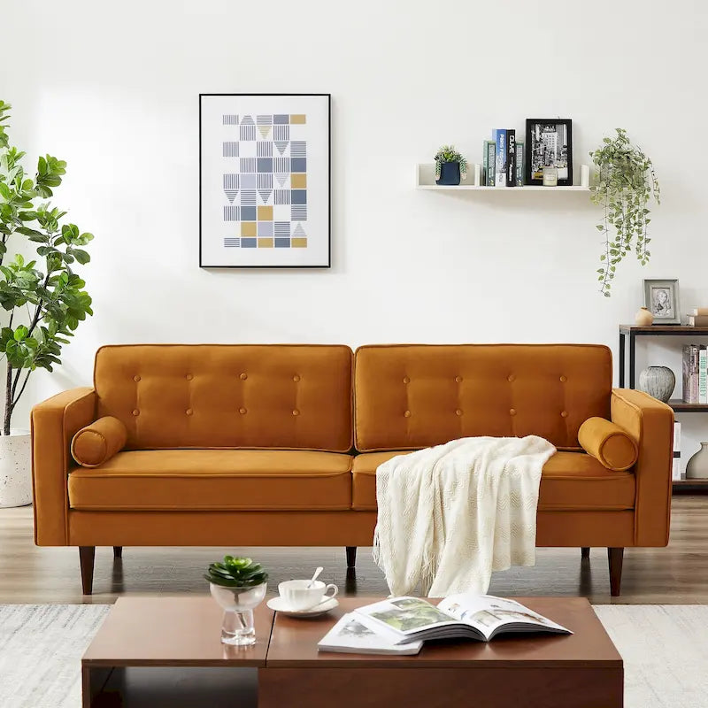 Kerry Mid Century Modern Comfortable Furniture Style Tufted Velvet Couch