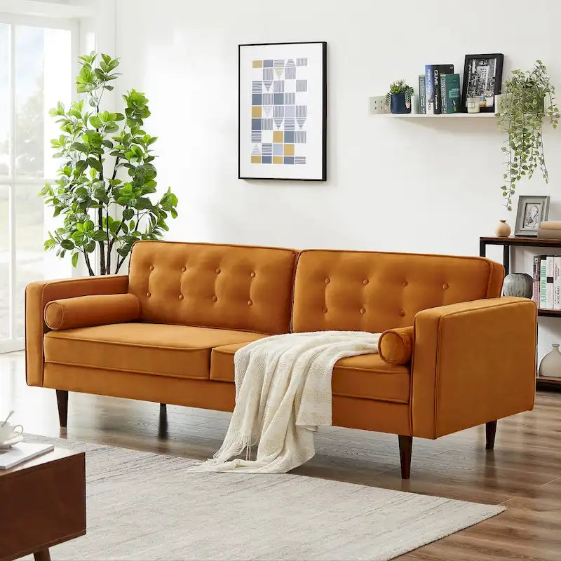 Kerry Mid Century Modern Comfortable Furniture Style Tufted Velvet Couch