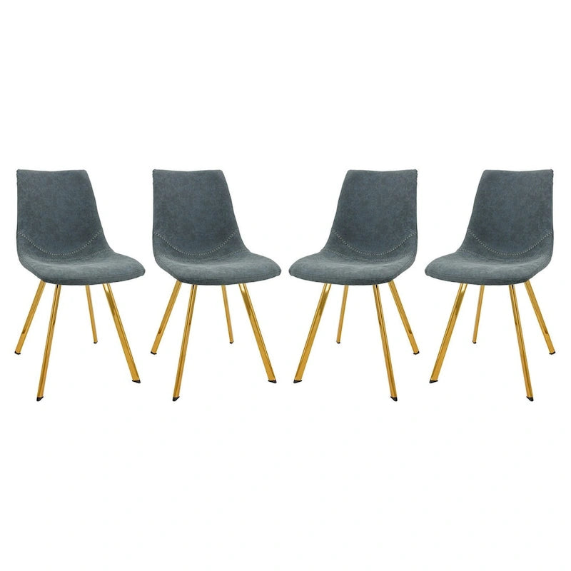 Markley Leather Dining Chair Set of 4 With Gold Metal Legs Modern Accent Side Chair