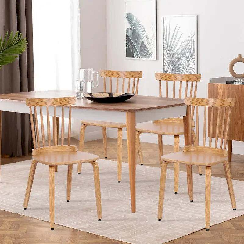 Solid Wood Spindle Back Windsor Dining Chairs, Set of 2 - 17.44  (W) x 19.7  (D) x 33.1  (H)