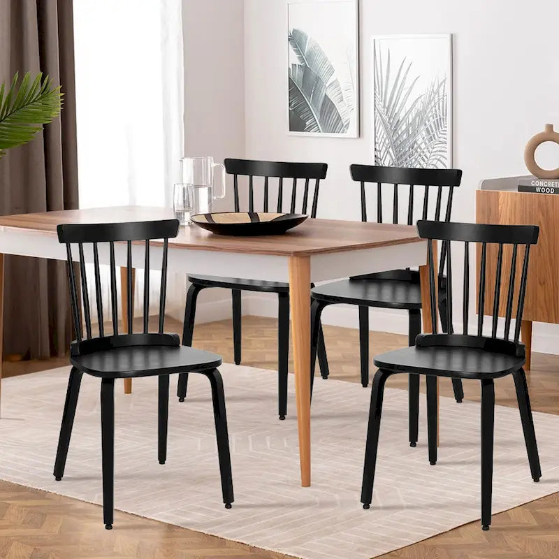 Solid Wood Spindle Back Windsor Dining Chairs, Set of 2 - 17.44  (W) x 19.7  (D) x 33.1  (H)