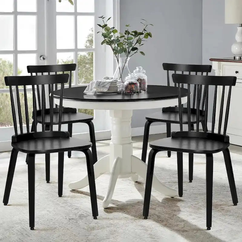 Solid Wood Spindle Back Windsor Dining Chairs, Set of 2 - 17.44  (W) x 19.7  (D) x 33.1  (H)