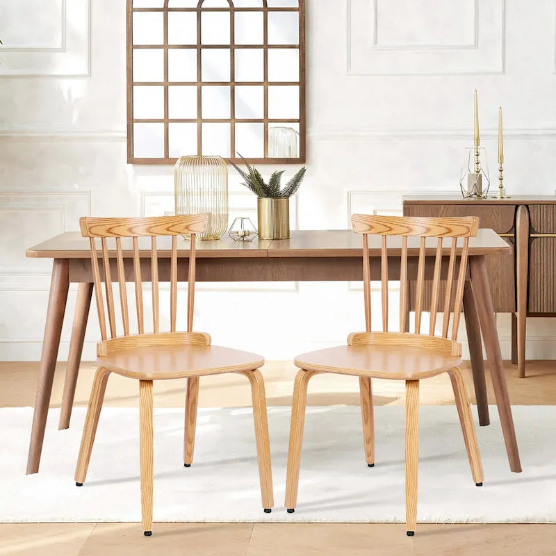 Solid Wood Spindle Back Windsor Dining Chairs, Set of 2 - 17.44  (W) x 19.7  (D) x 33.1  (H)