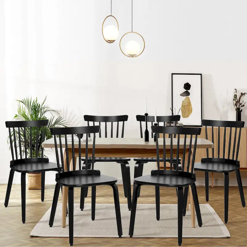 Solid Wood Spindle Back Windsor Dining Chairs, Set of 2 - 17.44  (W) x 19.7  (D) x 33.1  (H)