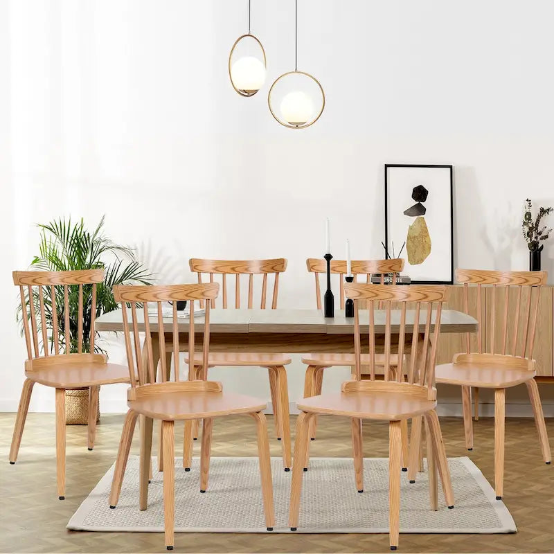 Solid Wood Spindle Back Windsor Dining Chairs, Set of 2 - 17.44  (W) x 19.7  (D) x 33.1  (H)