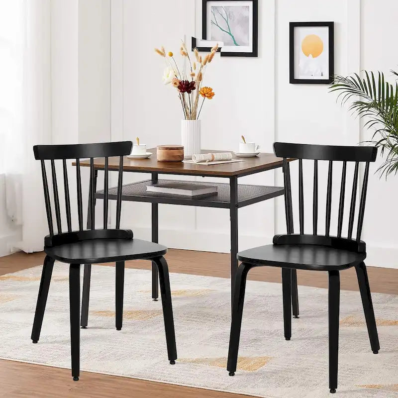 Solid Wood Spindle Back Windsor Dining Chairs, Set of 2 - 17.44  (W) x 19.7  (D) x 33.1  (H)