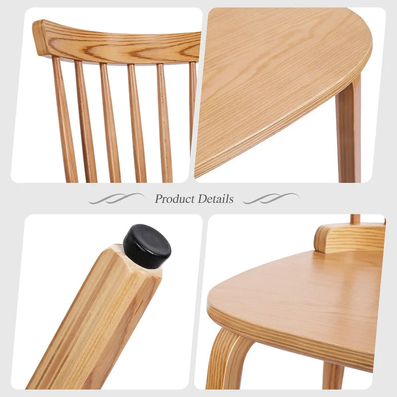 Solid Wood Spindle Back Windsor Dining Chairs, Set of 2 - 17.44  (W) x 19.7  (D) x 33.1  (H)