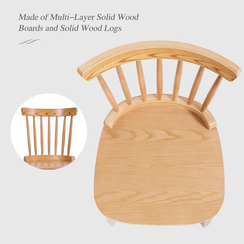 Solid Wood Spindle Back Windsor Dining Chairs, Set of 2 - 17.44  (W) x 19.7  (D) x 33.1  (H)
