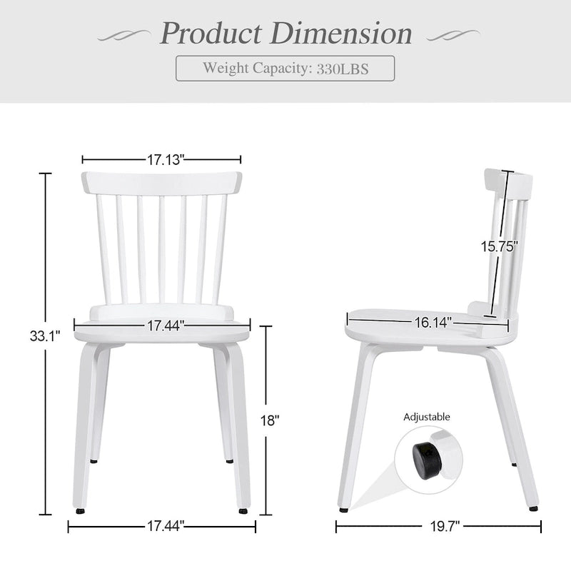 Solid Wood Spindle Back Windsor Dining Chairs, Set of 2 - 17.44  (W) x 19.7  (D) x 33.1  (H)