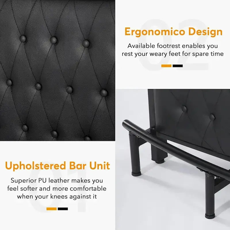 Bar Unit Bar Counter Table for Home Liquor with Front Upholstered Storage Shelf Metal Front Footrest for Home Basement