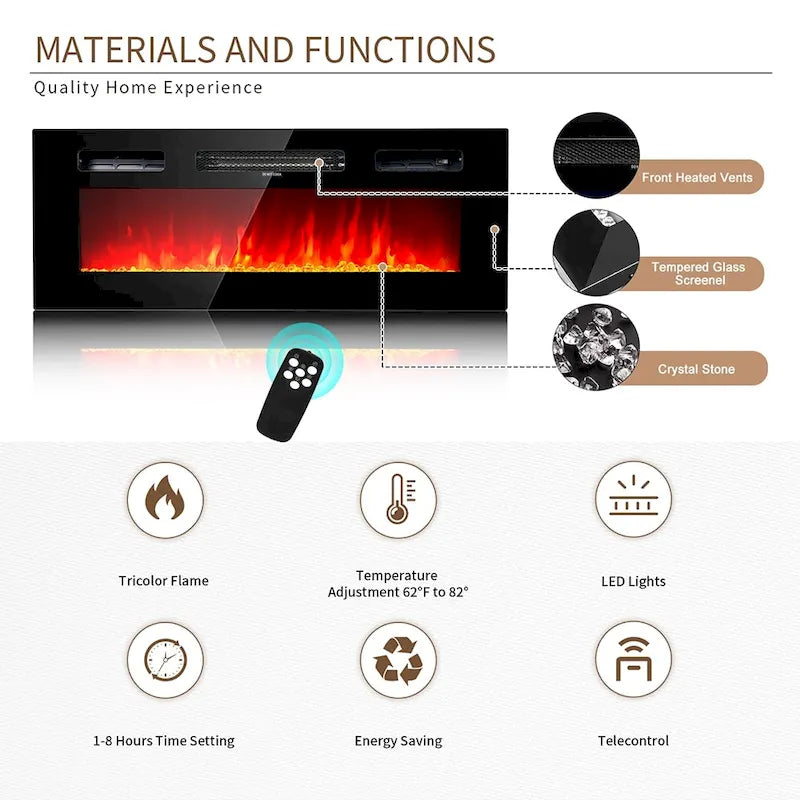 70  Fireplace TV Stand with 36  Electric Fireplace