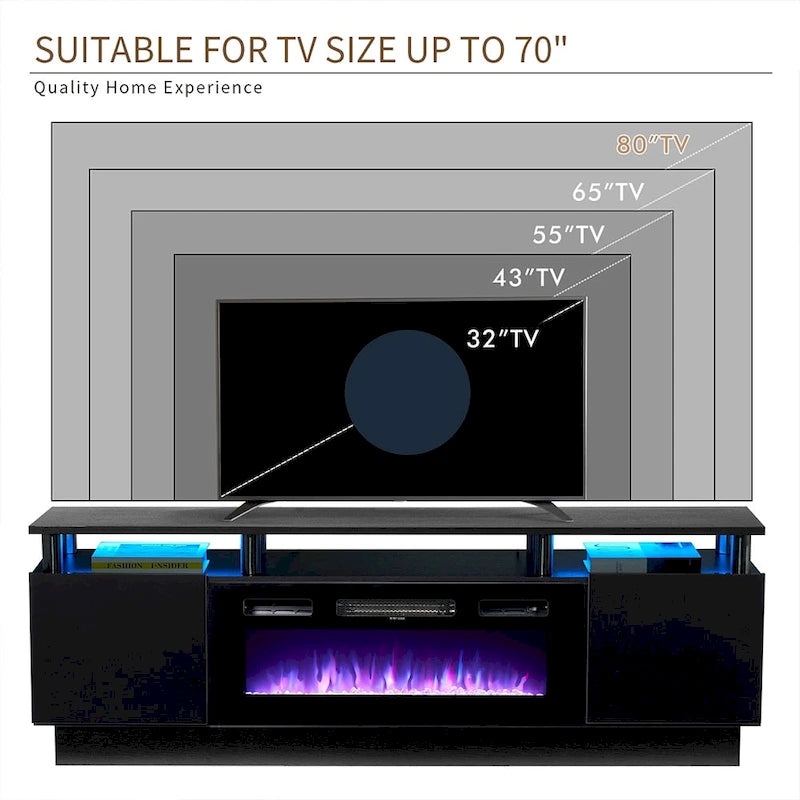70  Fireplace TV Stand with 36  Electric Fireplace