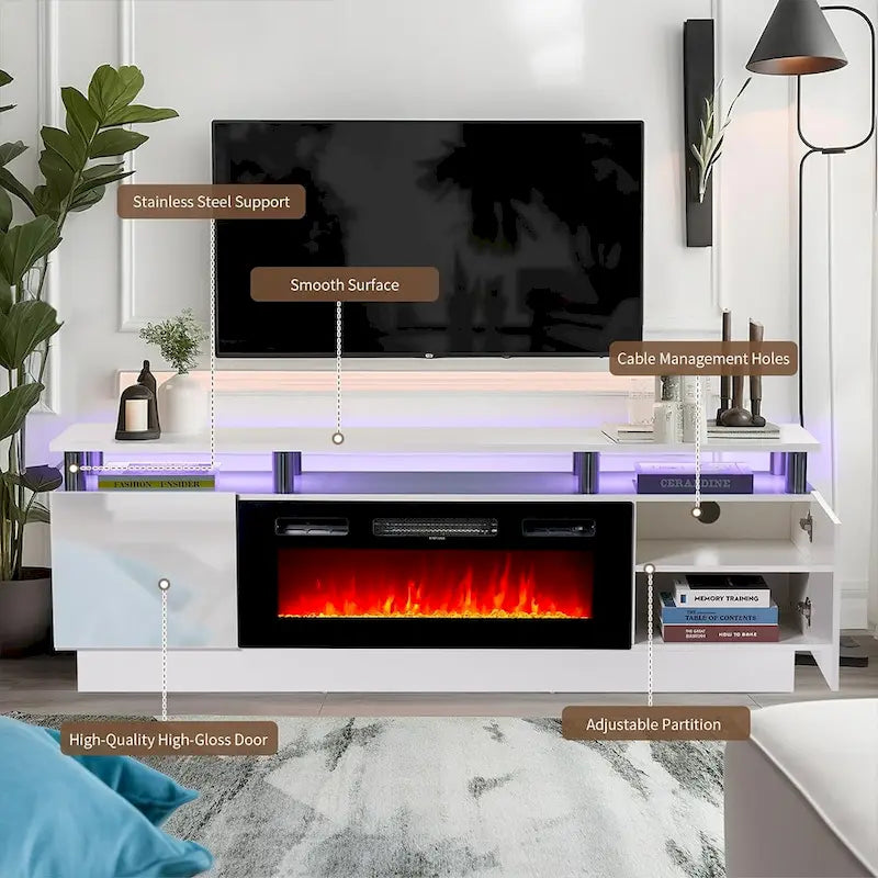 70  Fireplace TV Stand with 36  Electric Fireplace
