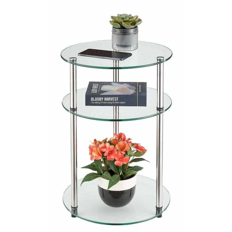 Convenience Concepts Designs2Go Classic Glass 3 Tier Round Table