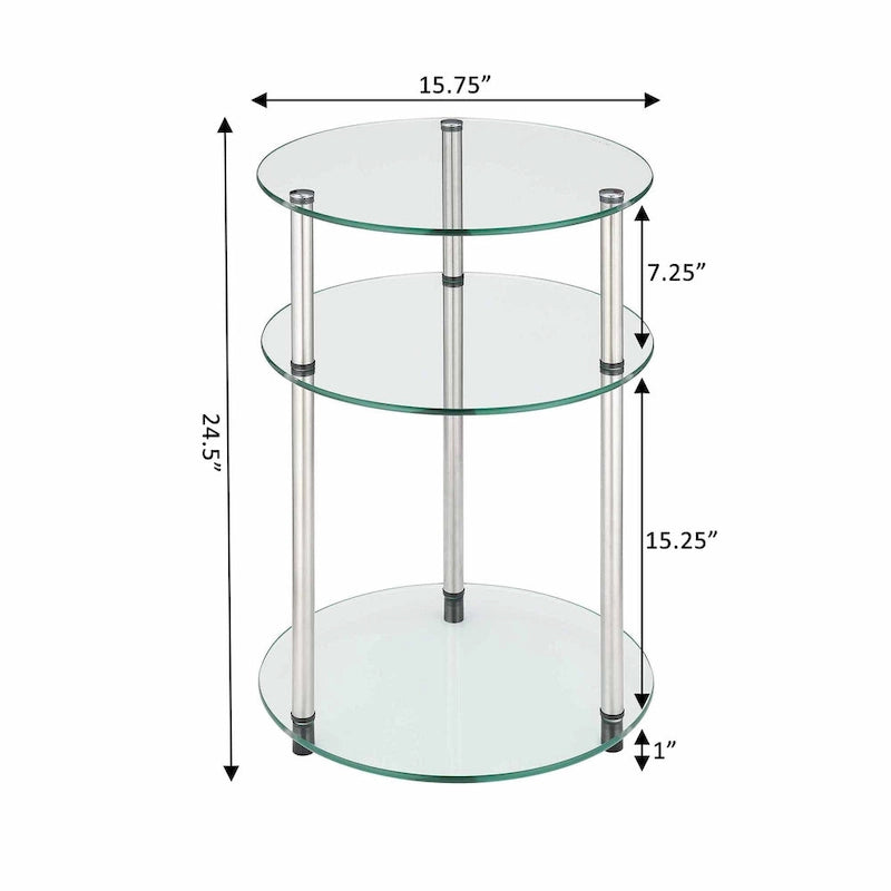 Convenience Concepts Designs2Go Classic Glass 3 Tier Round Table