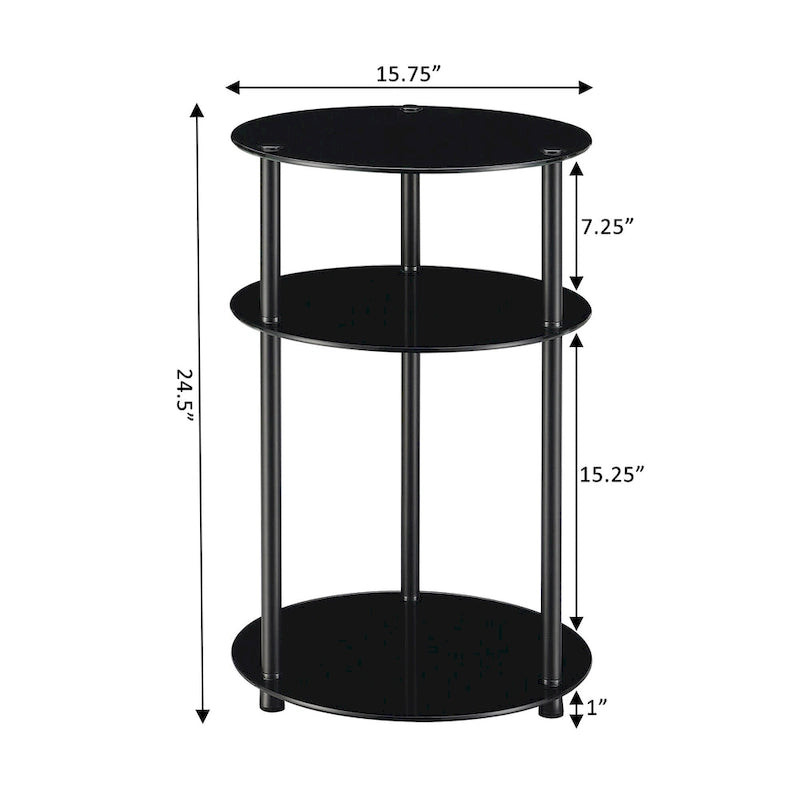 Convenience Concepts Designs2Go Classic Glass 3 Tier Round Table