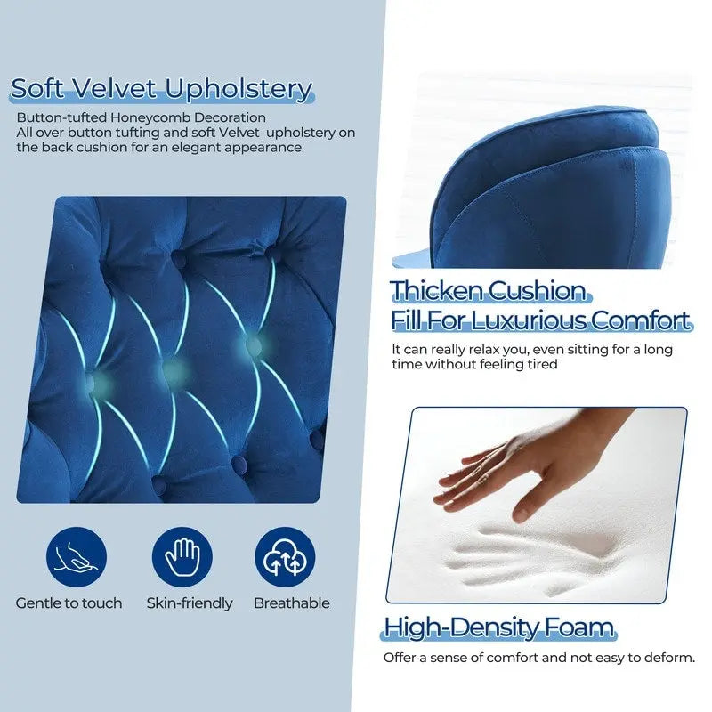 Velvet Swivel Accent Chair with Ottoman Round Reading Accent Chair Foot Stool Ottoman Set,360 Swivel,Metal Frame