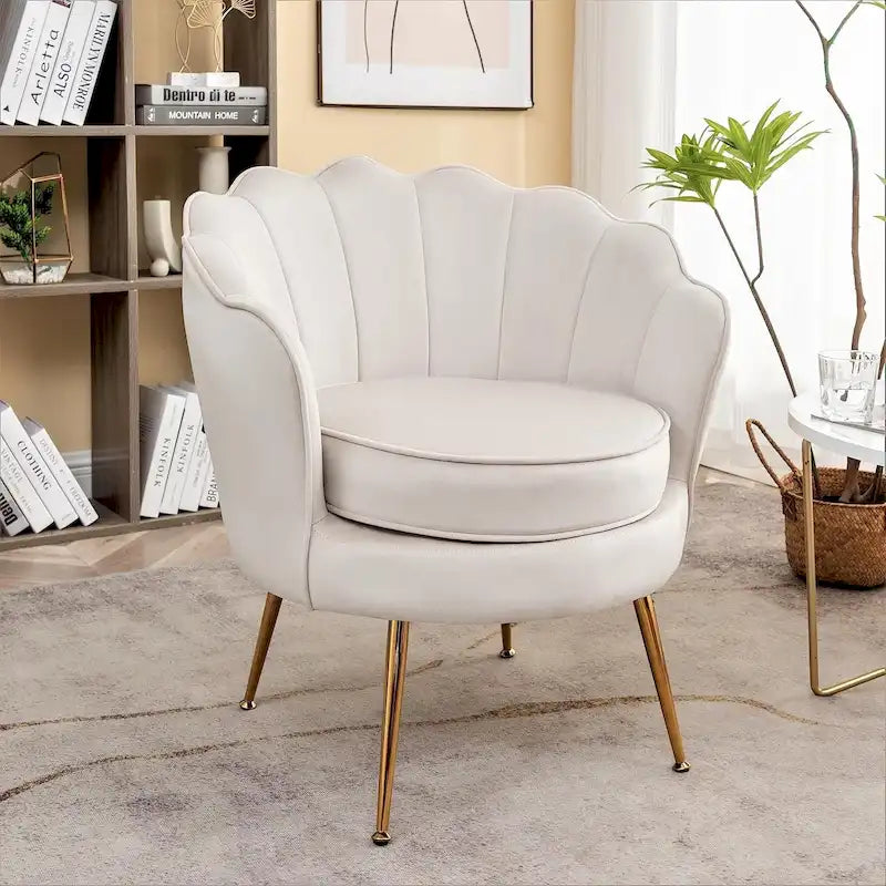Cavett 28.3  Wide Velvet Barrel Chair with Gold Metal Legs