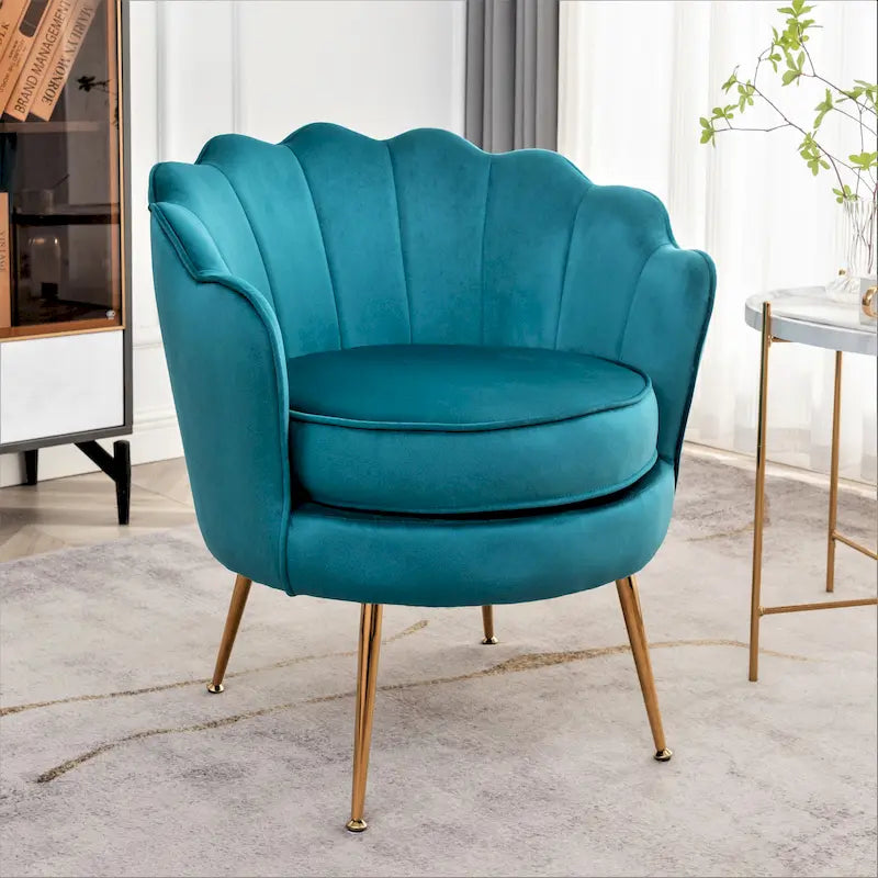 Cavett 28.3  Wide Velvet Barrel Chair with Gold Metal Legs