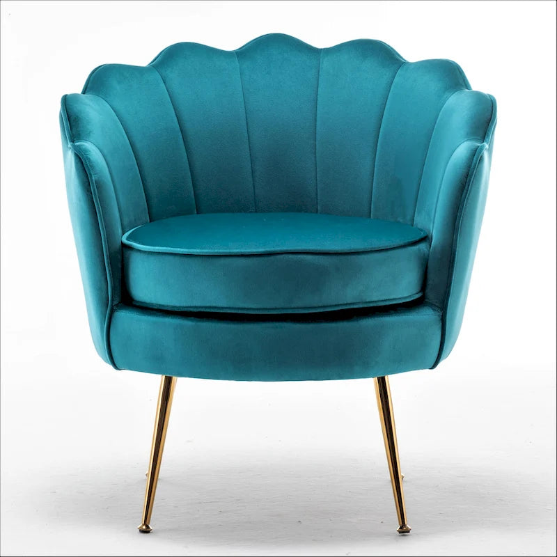 Cavett 28.3  Wide Velvet Barrel Chair with Gold Metal Legs