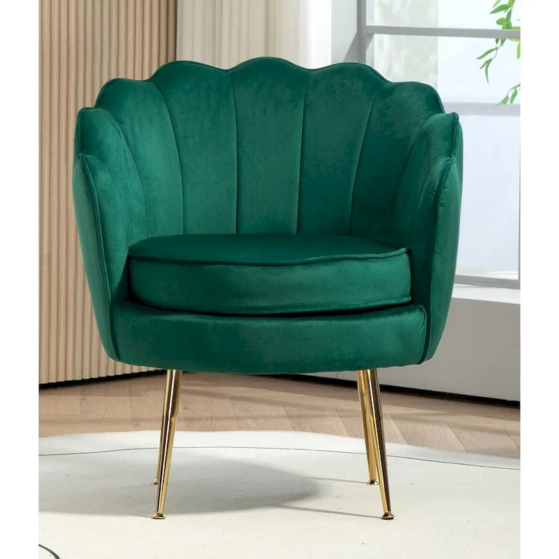 Cavett 28.3  Wide Velvet Barrel Chair with Gold Metal Legs