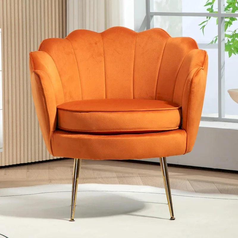 Cavett 28.3  Wide Velvet Barrel Chair with Gold Metal Legs