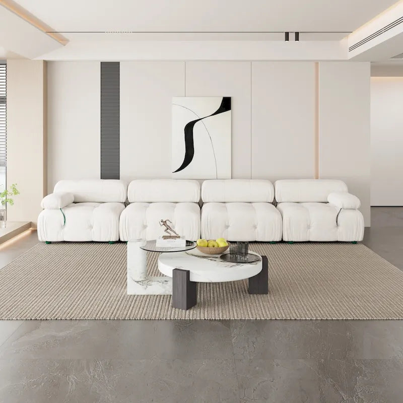 Velvet Fabric Upholstered Modular Sectional Sofa Modern Couch