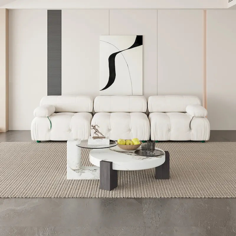 Velvet Fabric Upholstered Modular Sectional Sofa Modern Couch