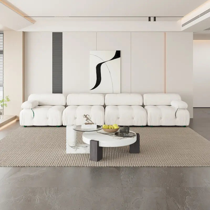 Velvet Fabric Upholstered Modular Sectional Sofa Modern Couch